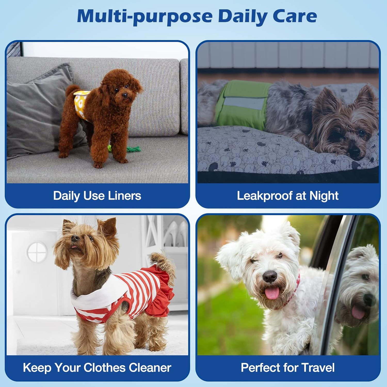 Disposable Dog Diaper Liners Booster Pads for Male & Female Dogs, Doggie Diaper Inserts Fit Most Types of Dog Diapers - Pet Belly Bands & Male Wraps-L-80Pcs image number 1