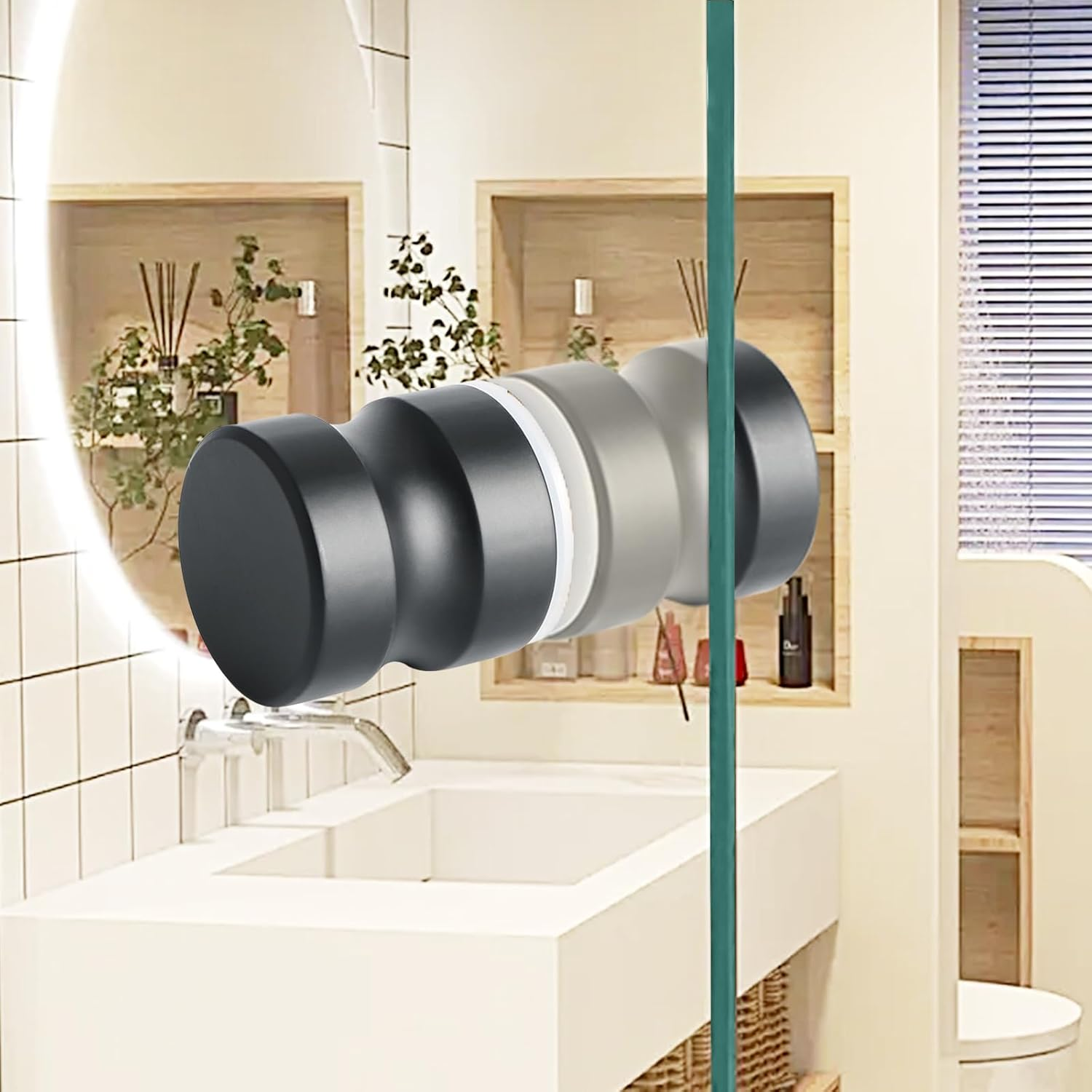 Alise Shower Glass Door Handle,Sliding Shower Doors Knob round Back-To-Back Pull Hardware Replacement Parts,Matte Black Solid SUS304 Stainless Steel Knobs,L5000-B - Gold image number 6