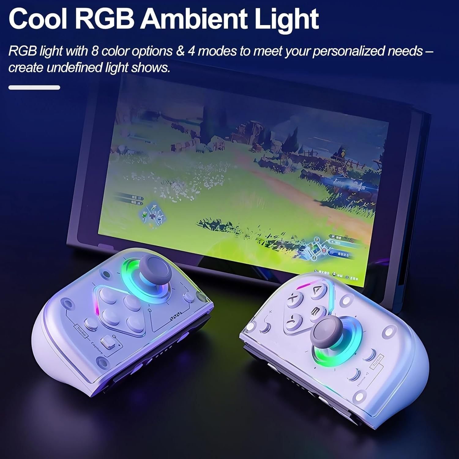 Smanettew Controllers Compatible with Nintendo Switch, Wireless L & R Controllers with Charging Grip, Featuring RGB Lighting, Hall Effect Joysticks, Turbo, Macro Programming, Vibration & 6-Axis Gyro image number 1
