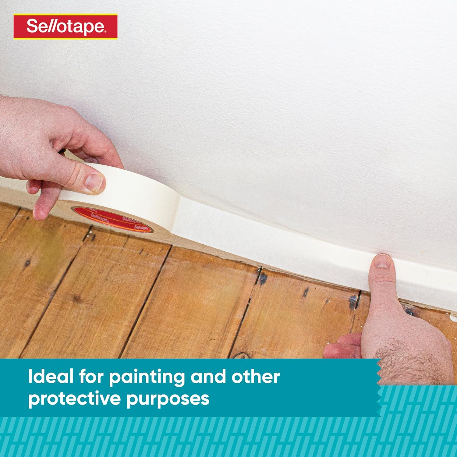 Sellotape Masking Tape, Easy Tear, Writable Surface, Residue-Free Removal, Ideal for Painting, Craft Use, Labelling, Light Bundling, Includes 24Mm X 18M Roll (Box H/S) image number 2