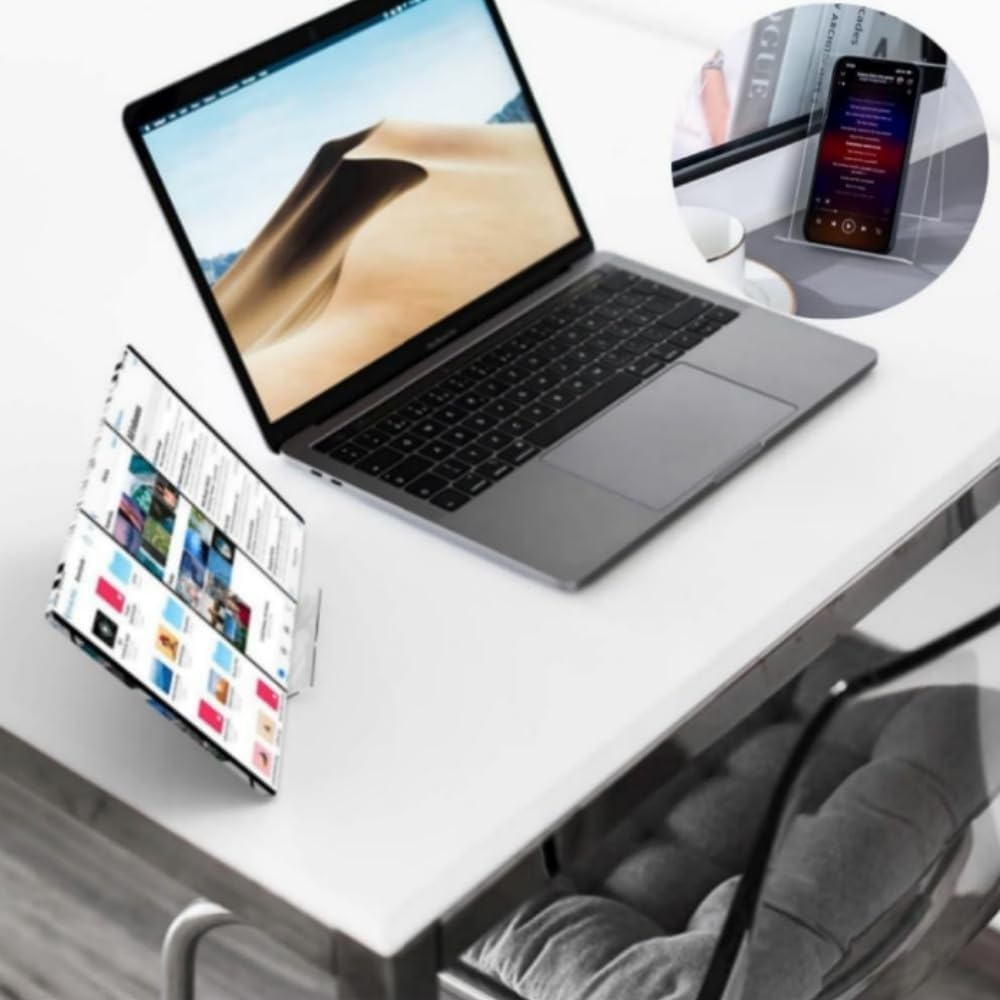 Jindizi 5Pcs Acrylic Book Display Stand Clear Easel with Ledge Tablet Holder for Displaying Books, Pictures, Notebooks, Cds, Artworks, Etc image number 4