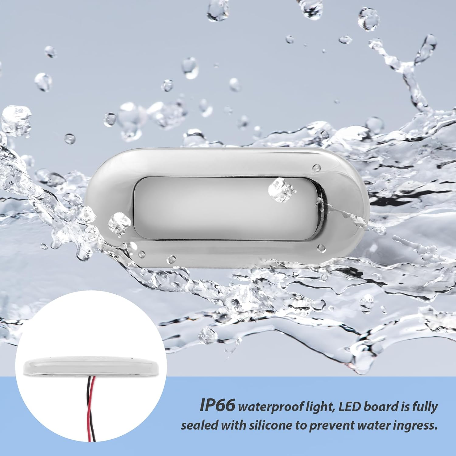 Dream Lighting 12V DC LED Courtesy Light Oblong Step Stairway Deck Accent Cabin Floor Lamp for Interior Extrior Marine Motorhome Caravan RV Boat Surface Mounting Cool White Waterproof image number 4