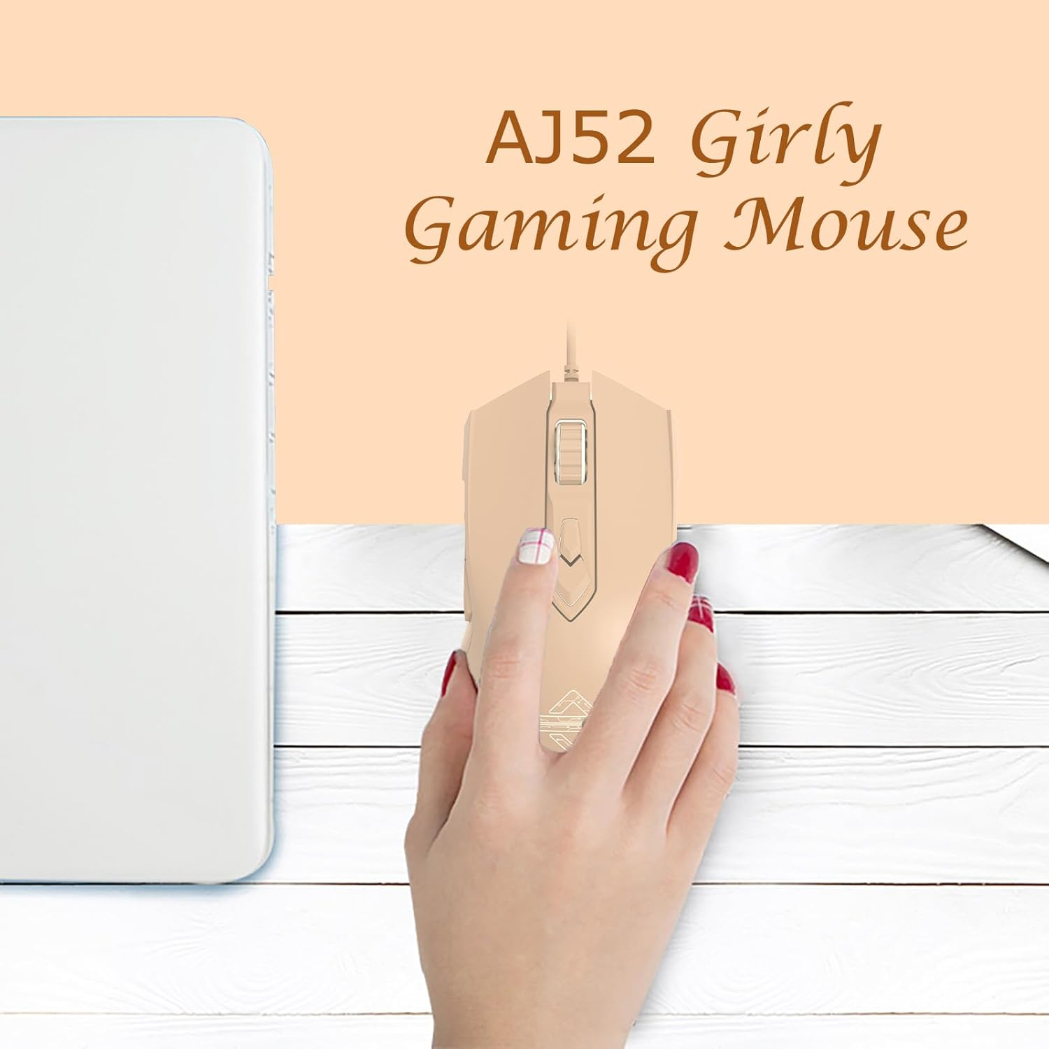 AJ52 Gaming Mouse Wired, 7 Programmable Buttons, Computer Mice with RGB LED Backlit, 500-2750 DPI Adjustable,For Windows/Mac Os/Linux (Milktea) image number 1
