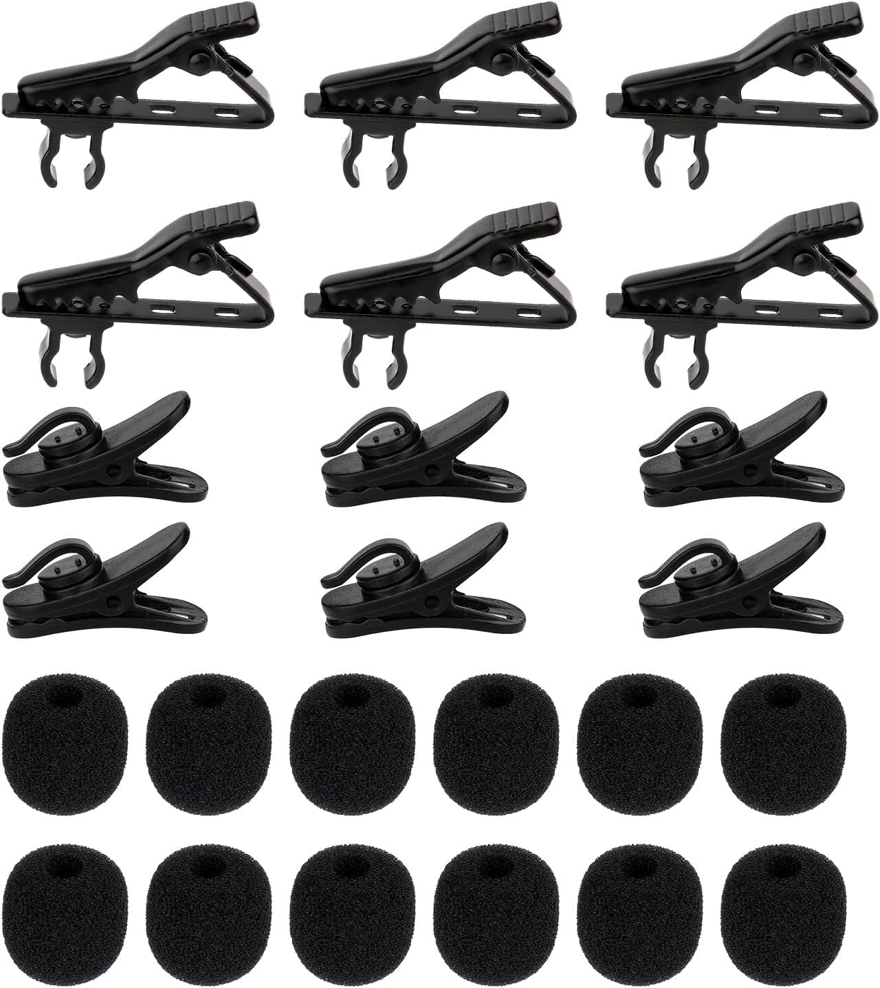 12Pcs Lavalier Microphone Clip Metal Tie Clips with 12Pcs Foam Windscreen Cover, Lapel Microphone Replacement Kit, Shirt Clip, Metal Lapel Mic Clips Sponge Cover Kit Mental Lavalier Microphon image number 4
