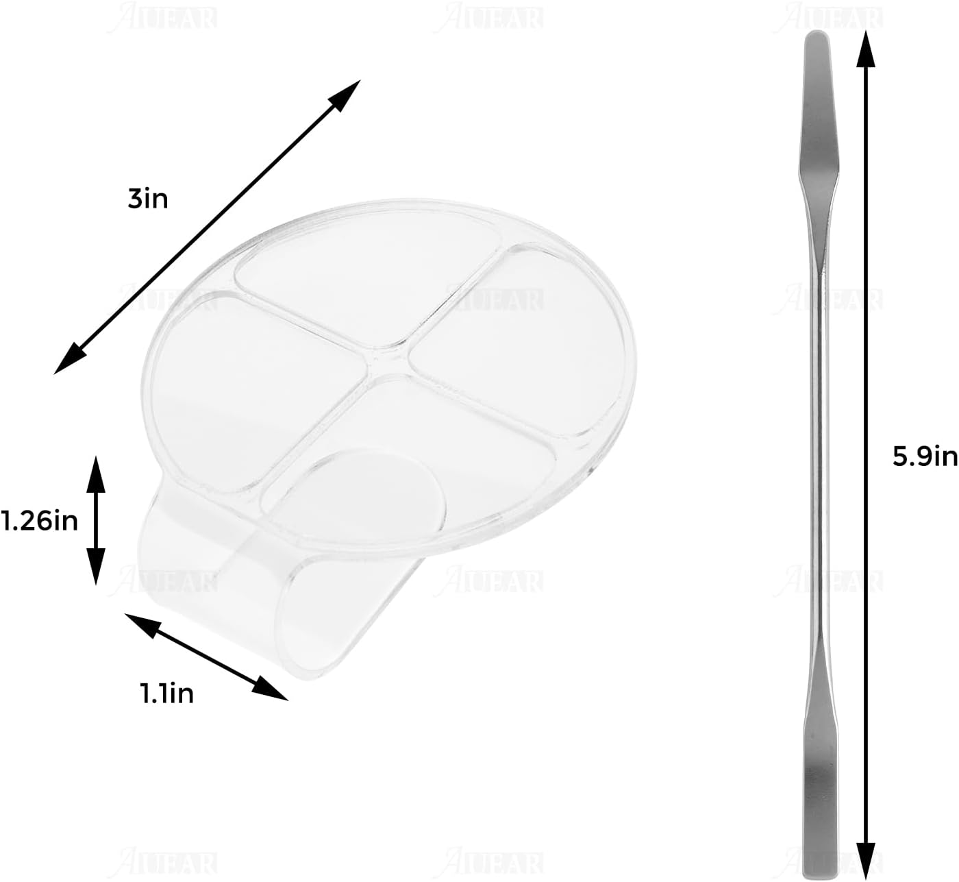 AUEAR, 2 Pack Hand Makeup Mixing Palette Handheld Clear Cosmetic Nail Art Manicure with Pieces Spatula for Foundation image number 4