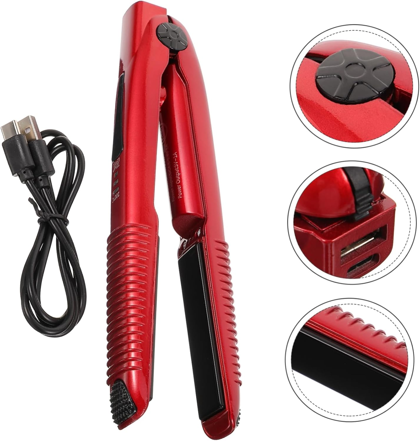 IWOWHERO Travel Cordless Hair Curler and Straightener Usb Rechargeable Styling Tool for Women and Men Portable Function Design for Home and Travel Use image number 2