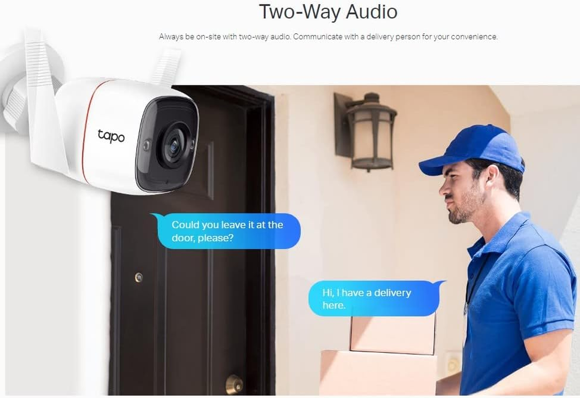 Tp-Link Tapo Smart AI Outdoor Security Camera, Wired & Wireless, 3MP, IP66, Night Vision, Two-Way Audio, Motion & Person Detection, Voice & Remote Control, No Hub Required (Tapo C310) image number 6