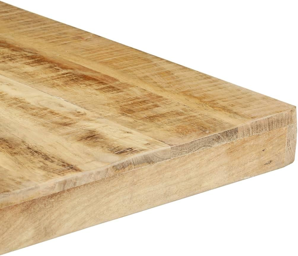 Vidaxl Dining Table with Rough Finish Mango Wood and Powder-Coated Steel Legs, Spacious Rectangular Design for Kitchen and Dining Room image number 1