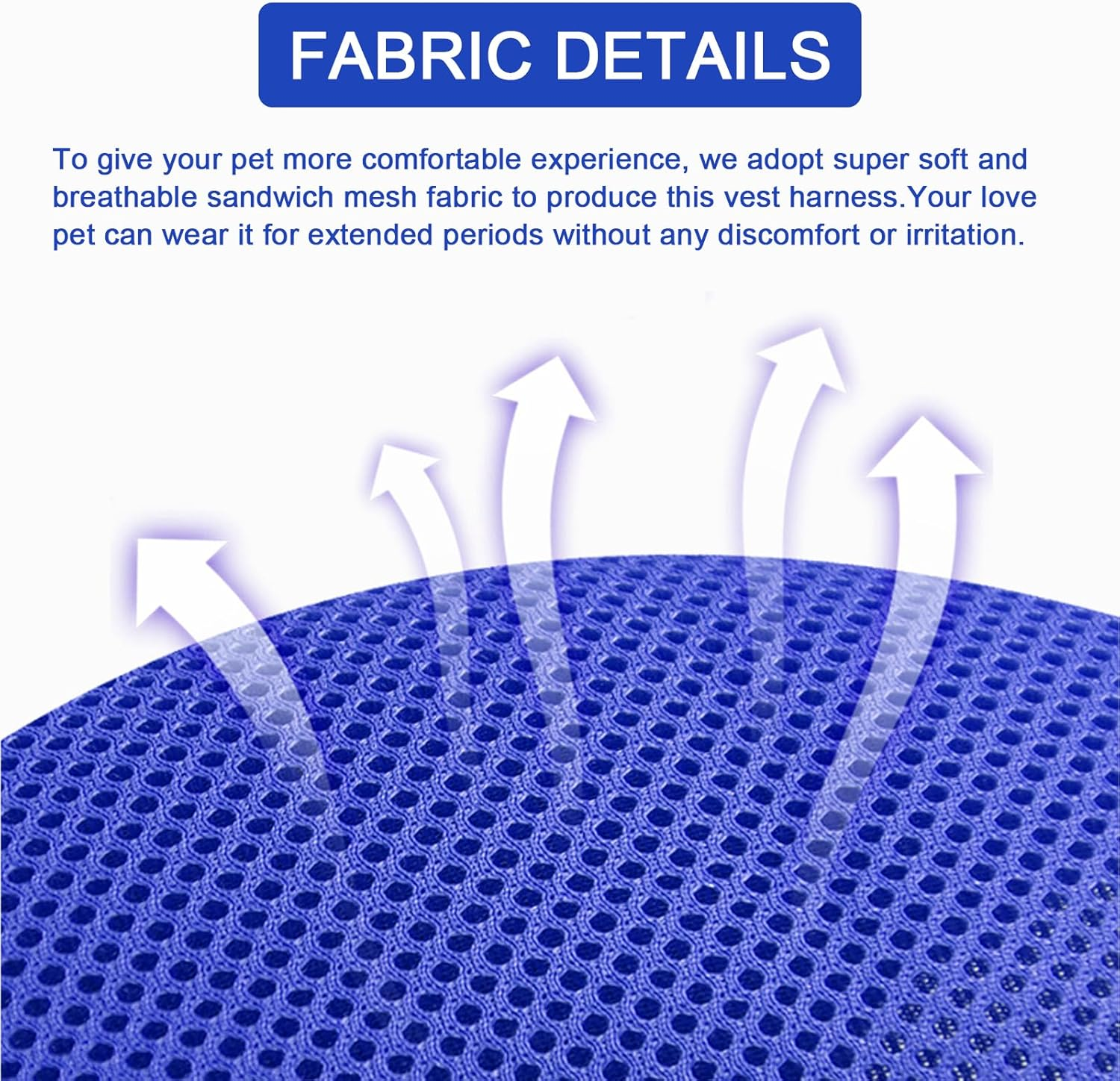 Vest Harness Leash Set for Small Dog Large Cat, Upgraded Escape Proof Adjustable Jacket with Lead for Puppy Fat Cat Outdoor Walking, Soft Breathable Mesh Coat with Reflective Strip XL Blue image number 3