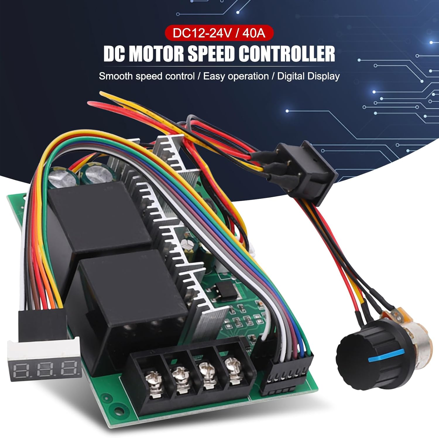 EVTSCAN 10 to 50V 60A PWM DC Motor Speed Controller, 3000W High Power, with CW/CCW Switch, Variable Adjustable Speed Control PCB Board for Brushed Motor image number 4