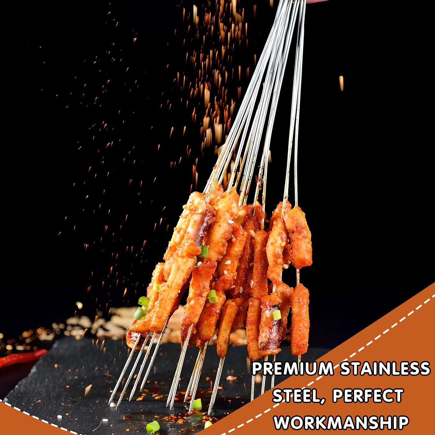 30Pcs Metal Skewers for Kabobs, Reusable Skewers for Grilling, Stainless Steel Kabob Skewers, Grill Skewers for Outdoor Grill (Silvery) image number 1