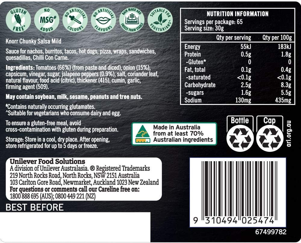 Knorr Mexican Sauce Chunky Salsa Gluten Free, 1.95 Kg image number 1