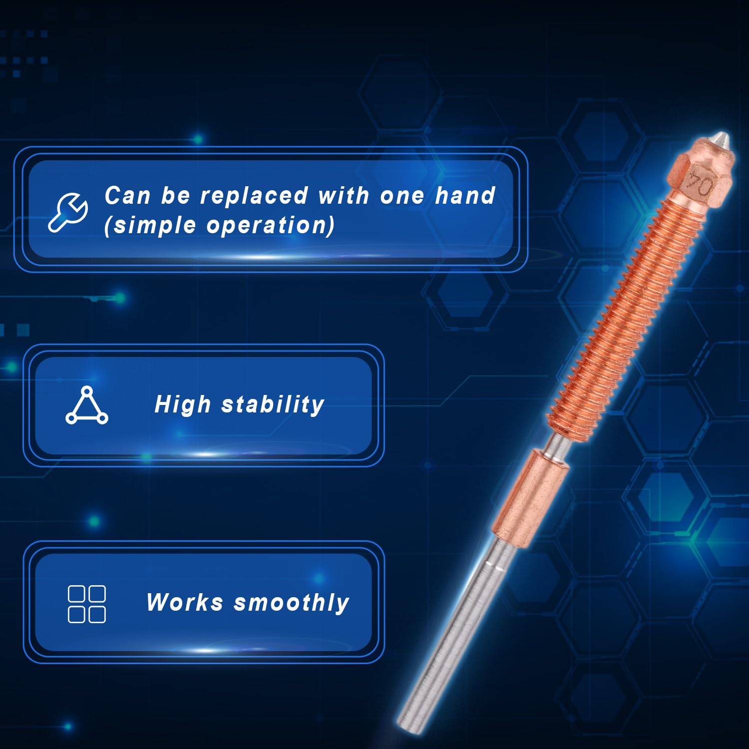 3Pcs 0.4Mm Combination Nozzle Kit for Creality K2 Plus, Upgraded K2 plus Unicorn Nozzle Replacement Kit with Titanium Alloy Copper Alloy Hardened Steel for Creality Hi Printer