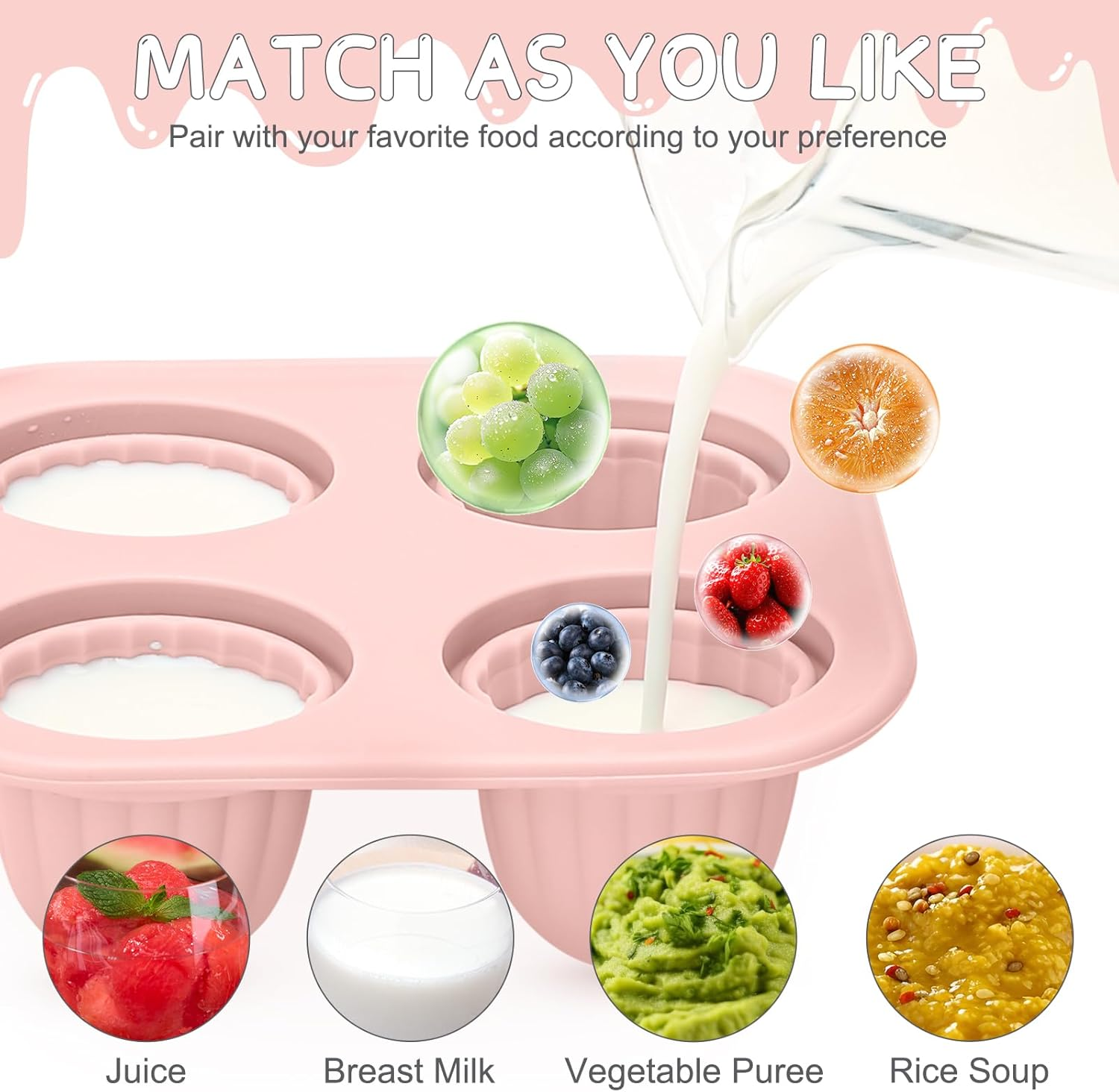 MR.TIMELAG Baby Fruit Feeder & Popsicle Molds 6-In-1 Set - Silicone Teething Mitts, Freezer Trays, Pacifiers & Ice Lolly Makers (Pink Bear + Smiley) - Bpa-Free Infant Feeding & DIY Frozen Treat Kit image number 6