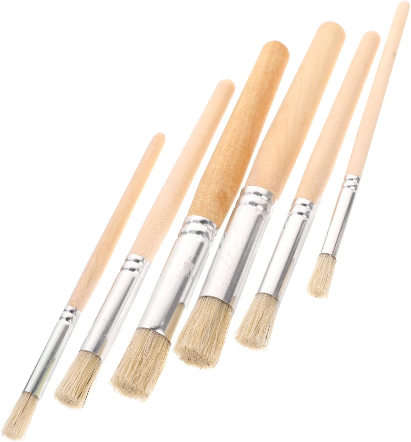 Operitacx Template Brush Set - Versatile Wooden Handle Paint Brushes for Acrylic Watercolor Face Painting - 15.4Cm Nylon Bristles - Ideal for Details & Large Areas image number 1