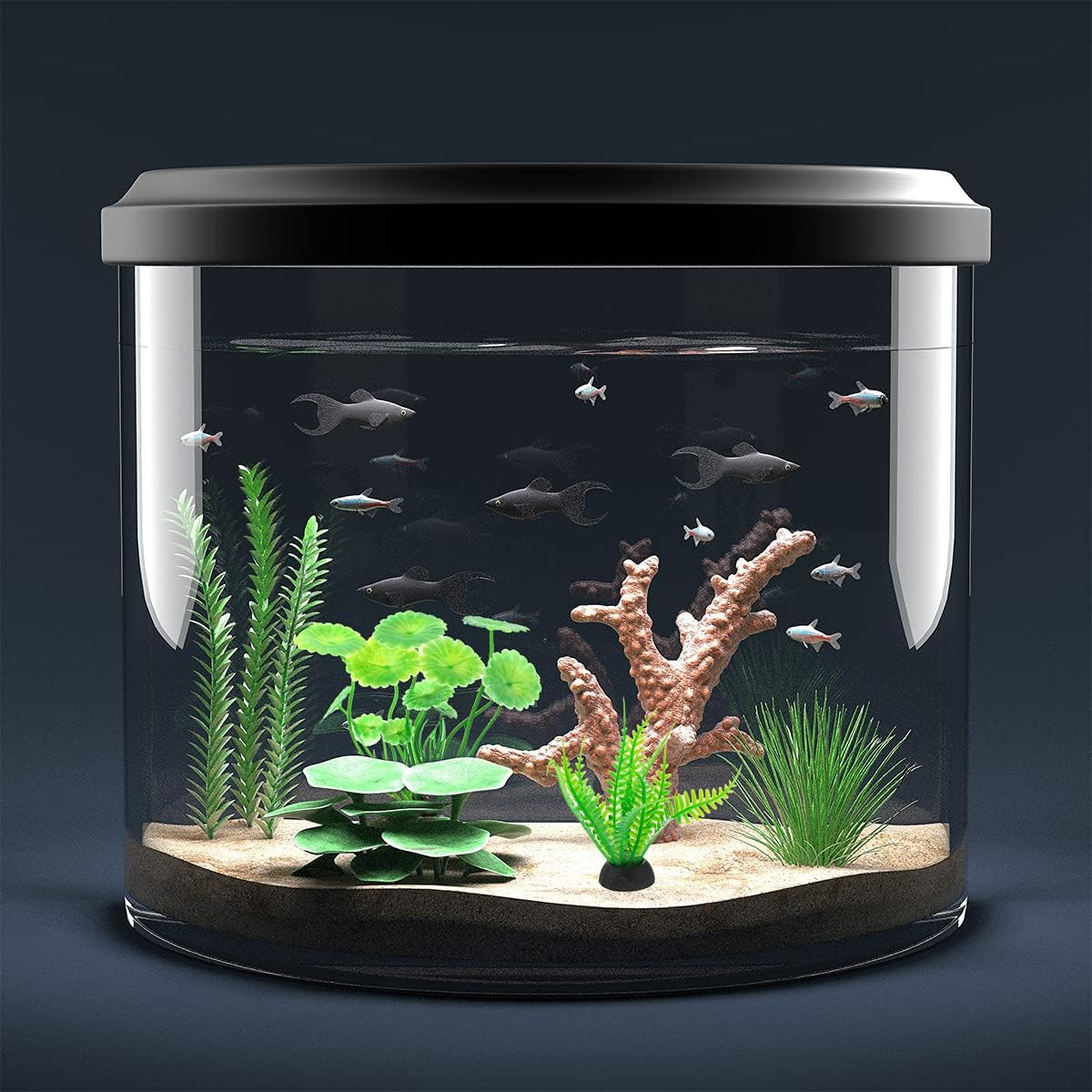 Fish Tank Plants, 8 PCS Aquarium Plants Decorations with Ceramic Base (About 10Cm) image number 4