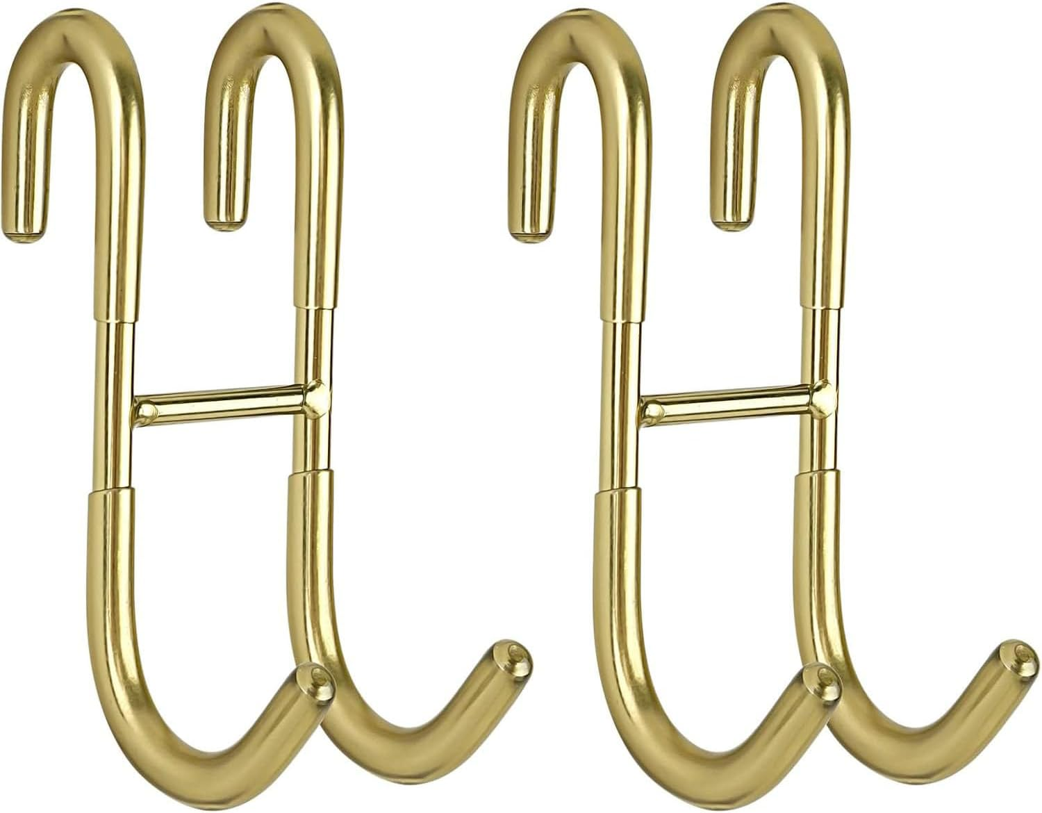 Over Shower Glass Door Hook, 2 Pack 304 Stainless Steel Extended Shower Door Hooks, Bathroom Frameless Drilling-Free Hanger, Double Side Towel Hooks, for Bathing Suits, Robe, Loofah, Shaver (Gold)