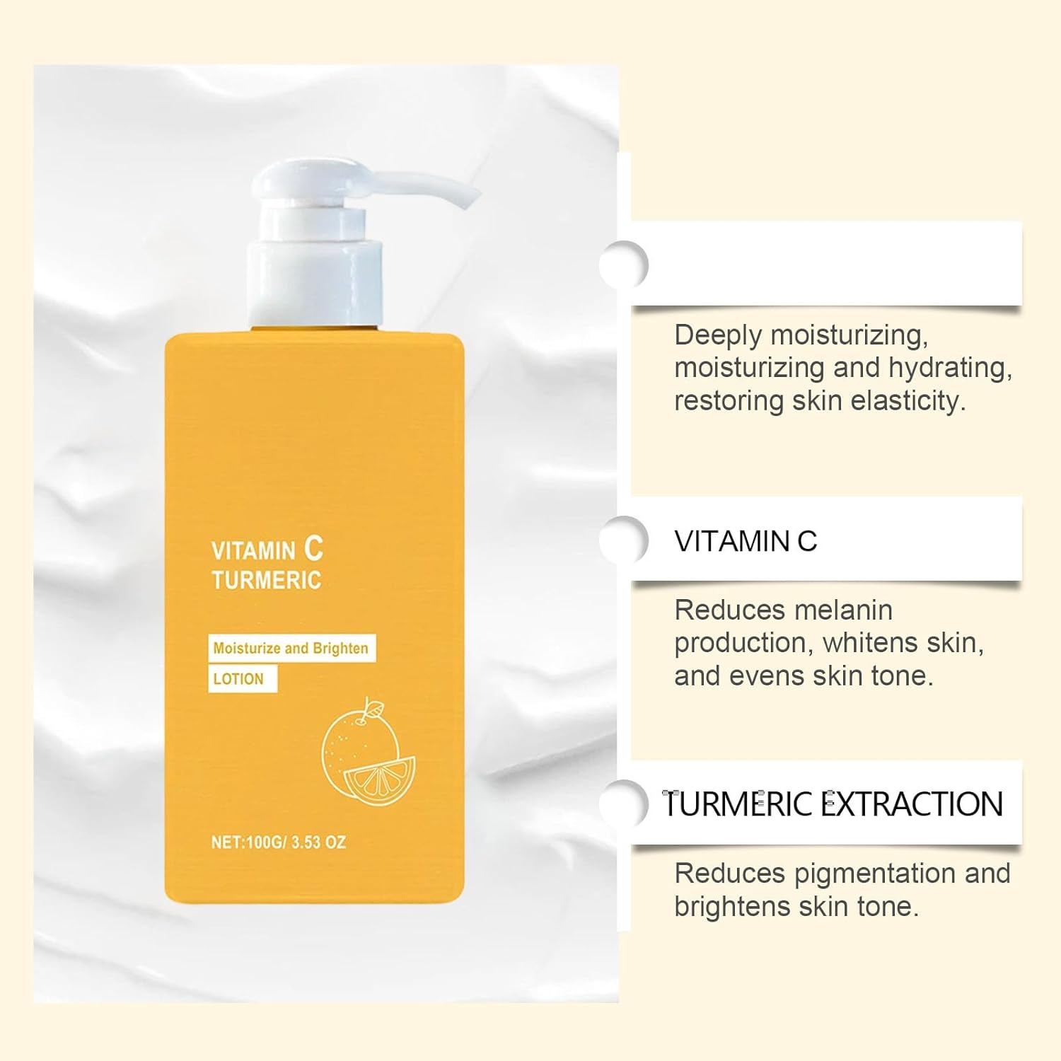 Turmeric & Vitamin C Face Body Moisturizer Lotion, Anti-Aging Firming Body Lotion for Dry Skin, Firming, Brightening, Even Skin Tone, Removing Dark Spots, All-Day Protection (2Pcs) - 3Pcs image number 4
