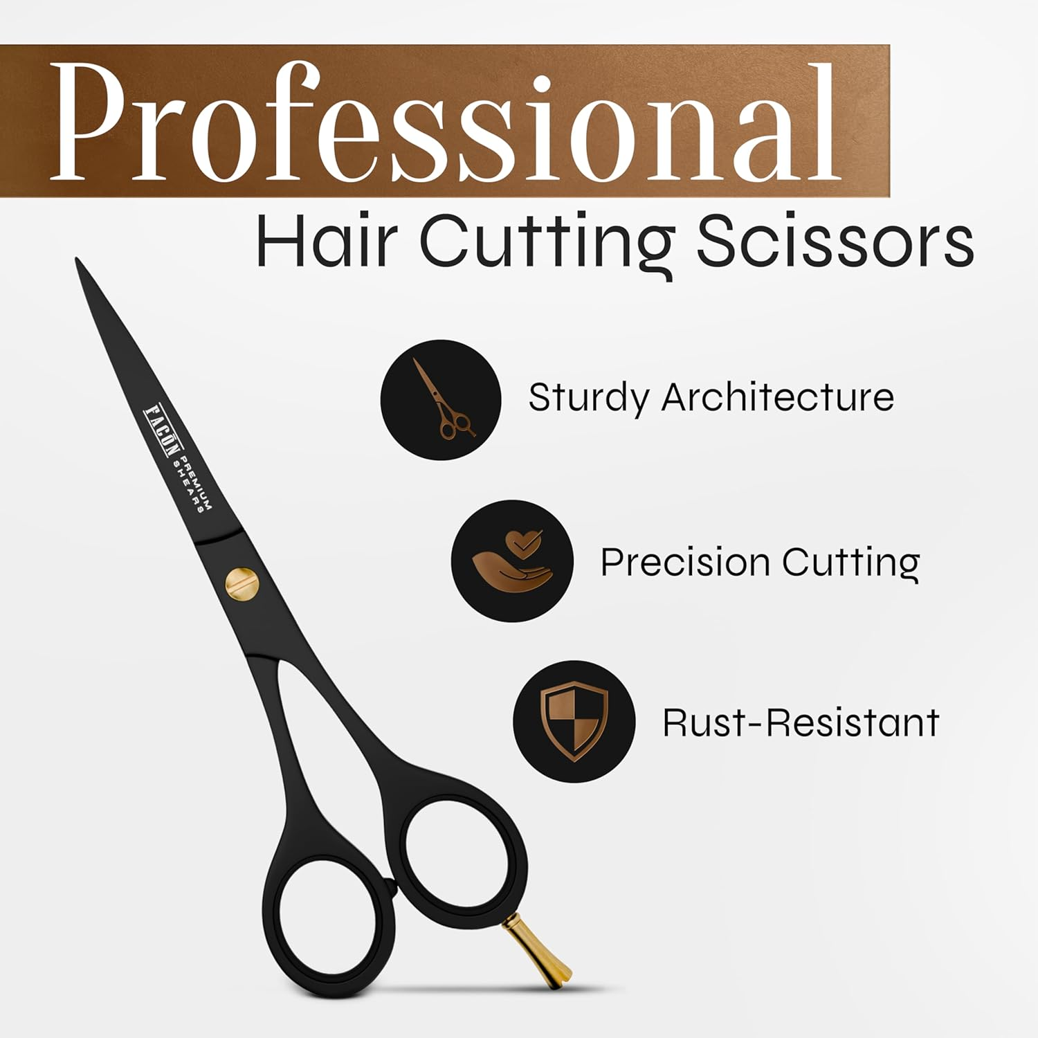Fac&oacute;n Hair Cutting Scissors - Professional Hair Scissors 6.5 Inch Razor Edge Barber Shears Salon Hair Cutting Shears - Japanese Stainless Steel - Precision Cutting Premium Shears for Men, Women & Kids