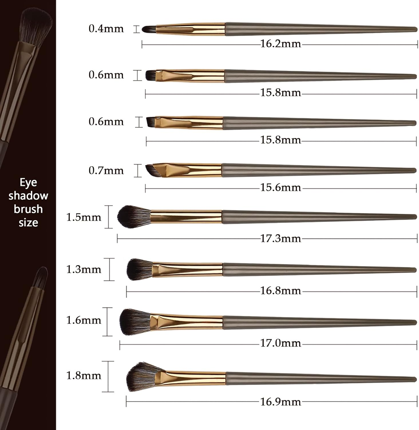 8PCS Eyeshadow Brush Set, 8 Different Eyeshadow Brush Heads, Soft Bristles and Plastic Handle, Comes with Leather Storage Bag image number 4