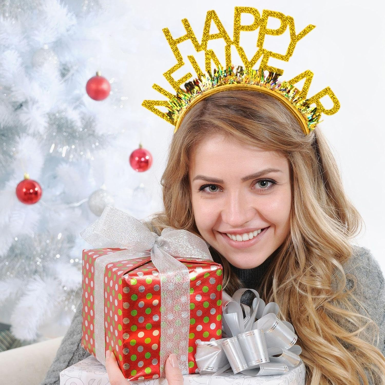 YSJCHEBS 2 Pieces Happy New Year Headbands, Headband Decoration for Women, Fashion Headbands with Lettering, New Year Accessories, New Year Party Headbands, Hairstyle Decoration image number 5