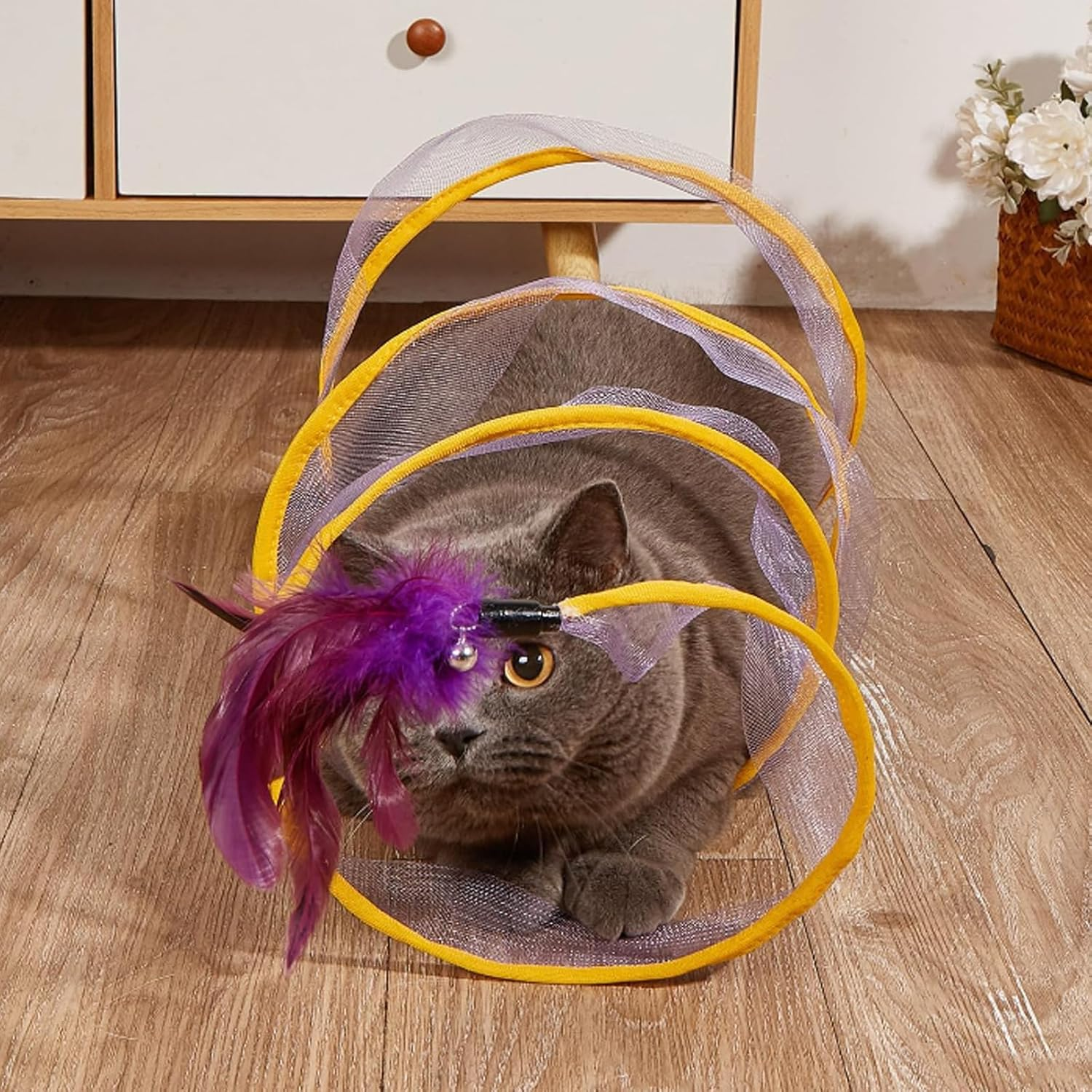 Self-Play Cat Hunting Spiral Tunnel Toy, Cat Tunnels for Indoor Cats, Cat Spring Toy, Spiral Tunnel Cat Toy, Cat Spring Toy Cat Spiral Tunnel Toy for Indoor Cats Play (D) image number 1