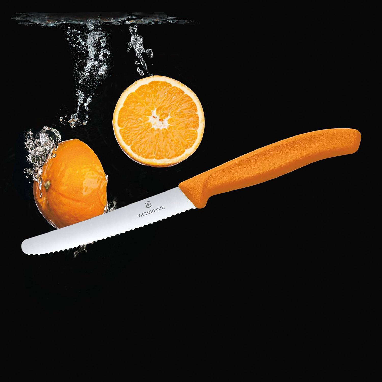 Victorinox Wavy Edge Steak & Tomato Knife Blade, round Tip, Orange, 6.7836.L119 image number 5