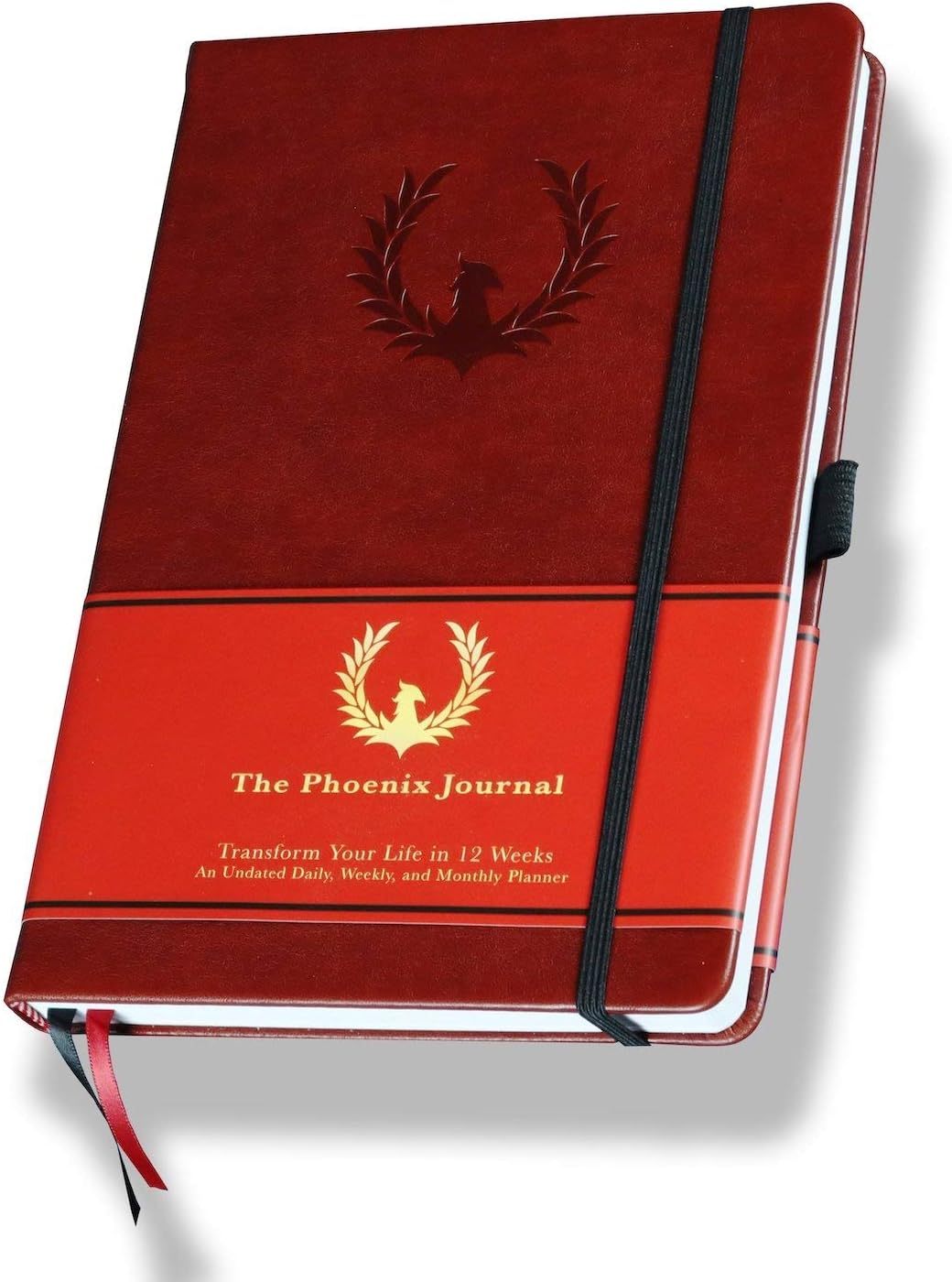 The Phoenix Journal - Best Daily Goal Planner, Organizer, Calendar for Goal Setting, Gratitude, Happiness, Productivity - Vision Board & Habit Tracking - 12 Weeks, Undated, Hardcover - Black