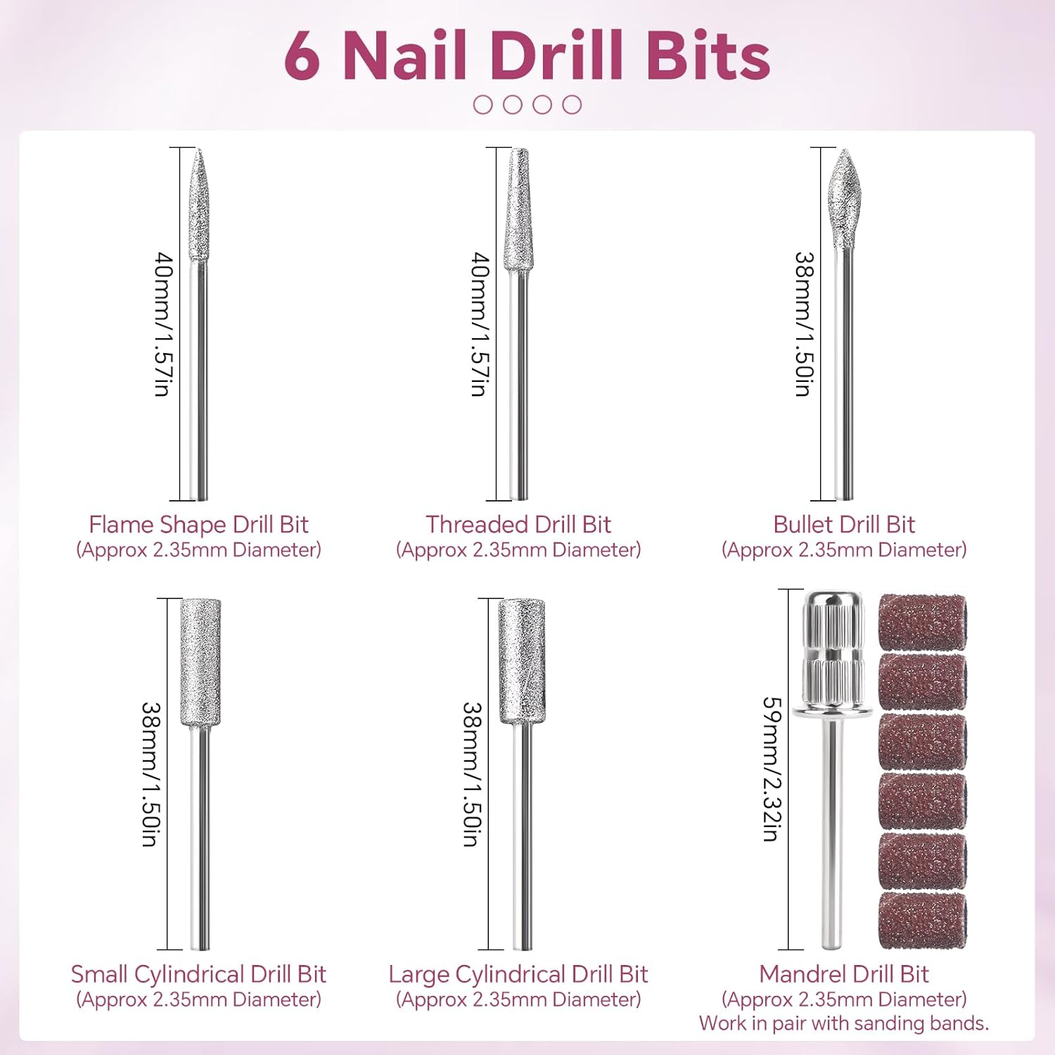 KADS Cordless Electric Nail Drill Machine 45000RPM Rechargeable Electric Nail File for Acrylic Gel Nail Removal Polishing Portable Nail Drill Kit for Nail Salon & Home Manicure Pedicure Tool (Pink) - White image number 5