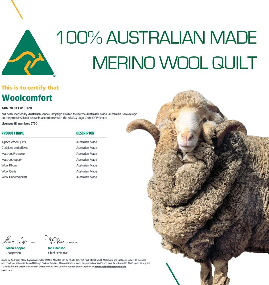 Australian Made Merino Wool Quilt/Doona/Duvet 350GSM (240X210Cm King) image number 2