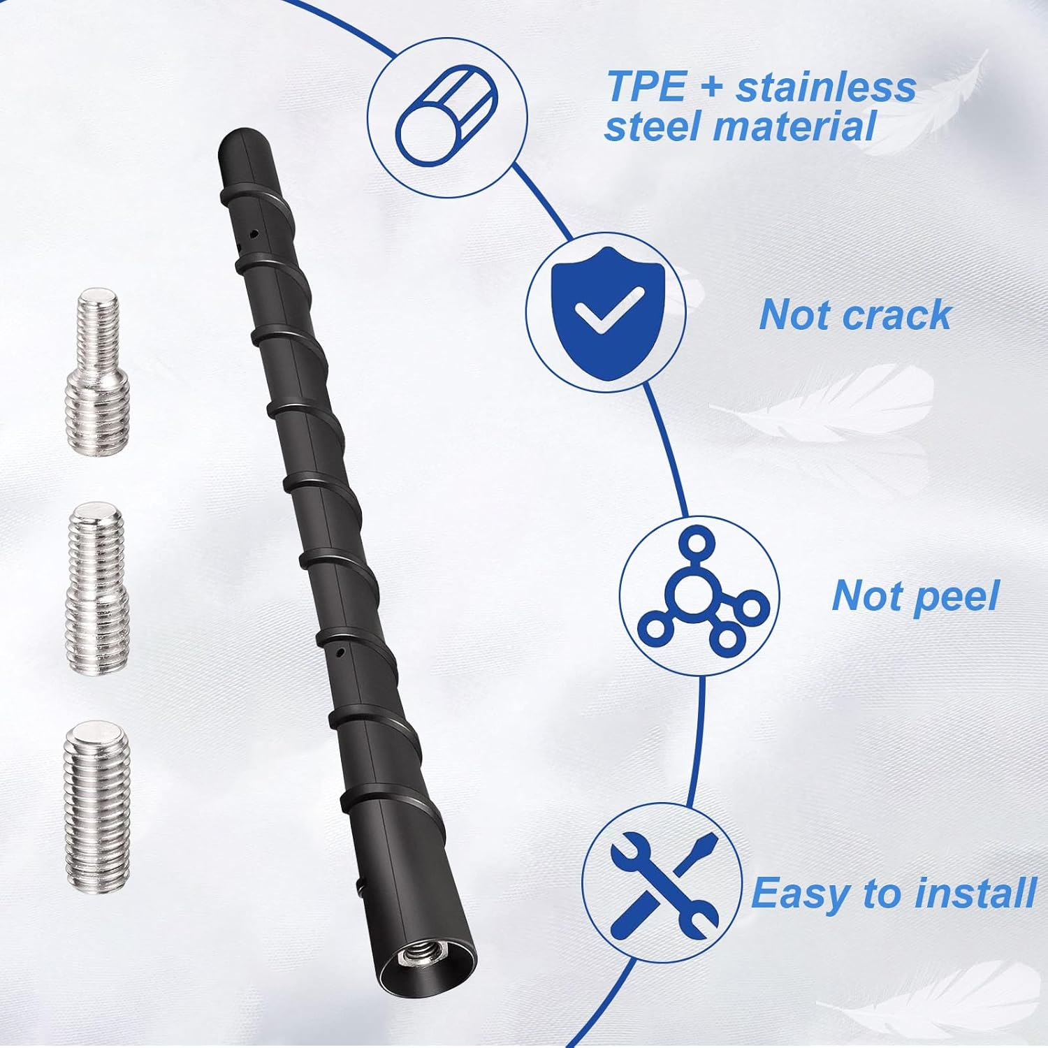 AQTAQ Universal Vehicle Roof Mount Car Antenna Short 18Cm/7Inch Car Radio Rod Antenna Replacement with High-Quality AM & FM Reception with M4 M5 M6 Threaded Adapter Suitable for Most Models Etc image number 5