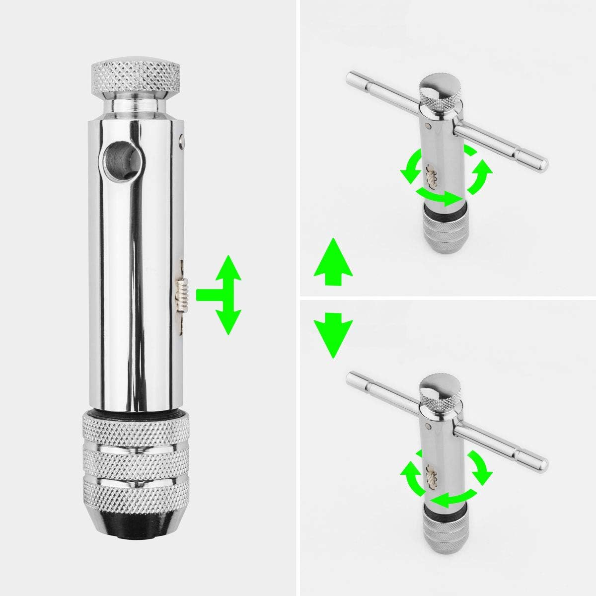 Gunpla Adjustable T-Handle Ratchet Tap Holder M5&ndash;M12 Threading Wrench Hand Machine Ratcheting Screw T-Shaped Tapping Thread Metric Plug Tapper Tool image number 2