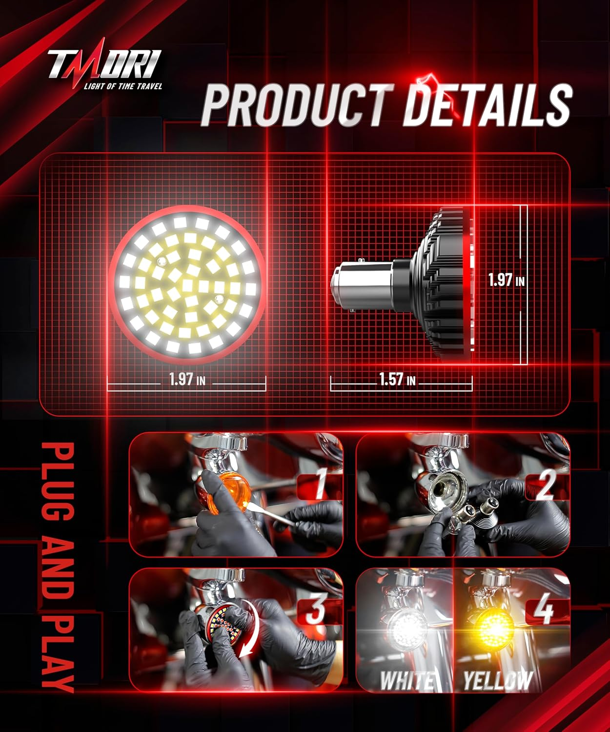 1157 Front Rear LED Turn Signals 2 Inch Bullet Motorcycle Turn Lights Indicator with Smoke Lens Compatible for Motorcycles Harley Dyna Softail Touring Street Glide Road King 1986-2024