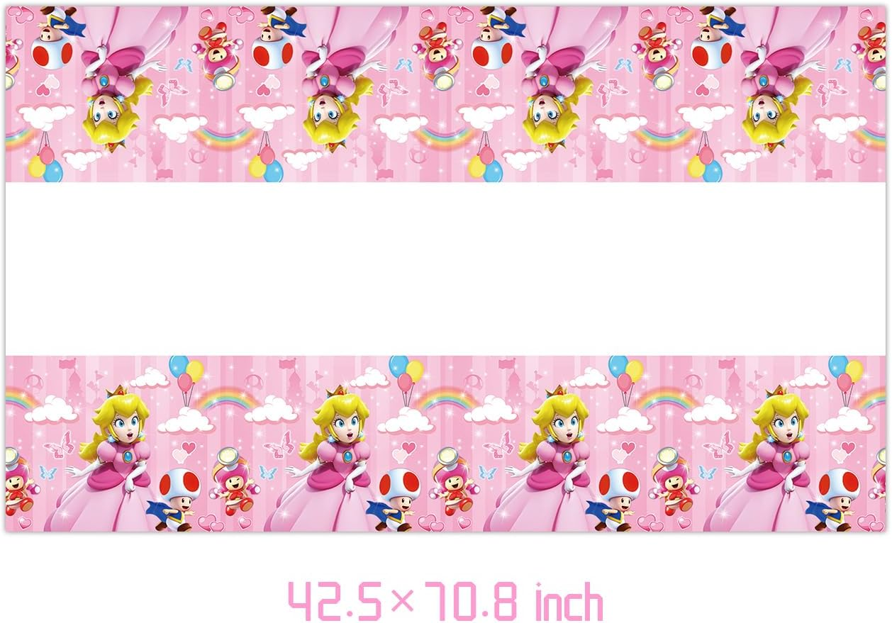 GYSIXGAOSU 41Pcs Princess Peach Birthday Decorations, 20 Plates, 20 Napkins and 1 Tablecover for Princess Peach Birthday Party Supplies image number 4