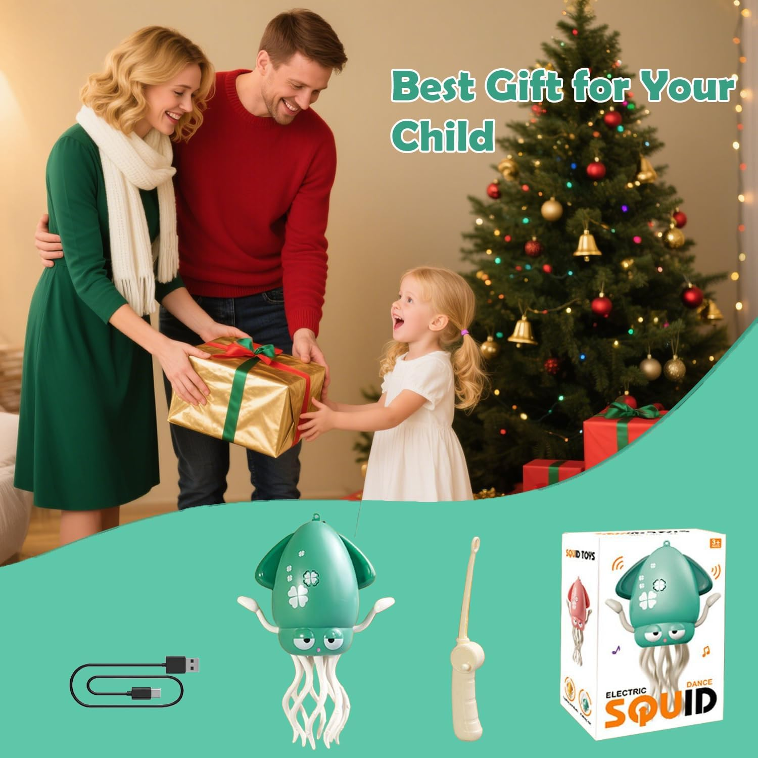 Electric Dancing Octopus Toy, Automatic Swing Magic Obstacle Avoidanceoctopus, Crawling Dancing Automatic Obstacle Avoidance Octopus Sensor Toy with LED & Music (Green)