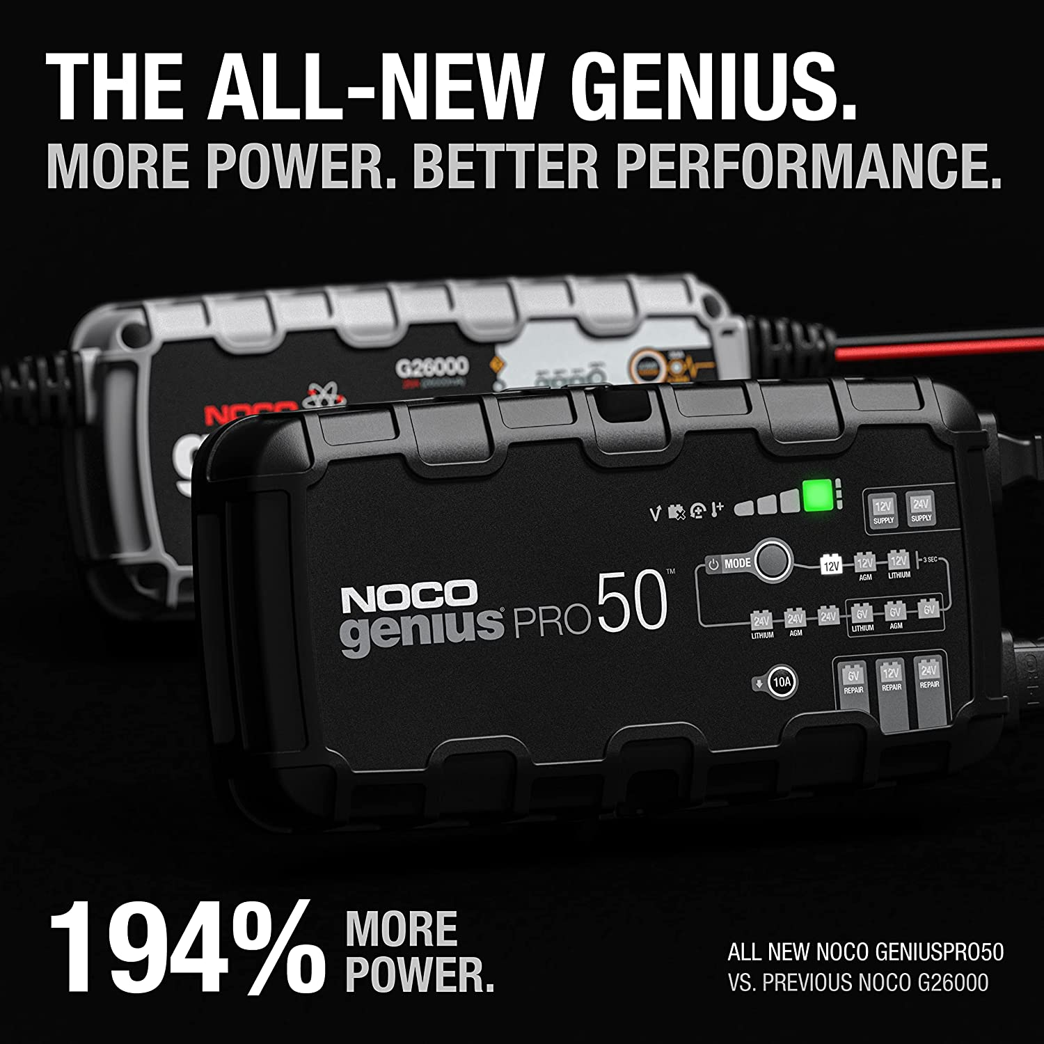 NOCO GENIUSPRO50, 50A Smart Battery Charger, 6V, 12V and 24V Portable Car Battery Charger, Battery Maintainer, Trickle Charger and Desulfator for Automotive, Marine, Truck, AGM and Lithium Batteries image number 5