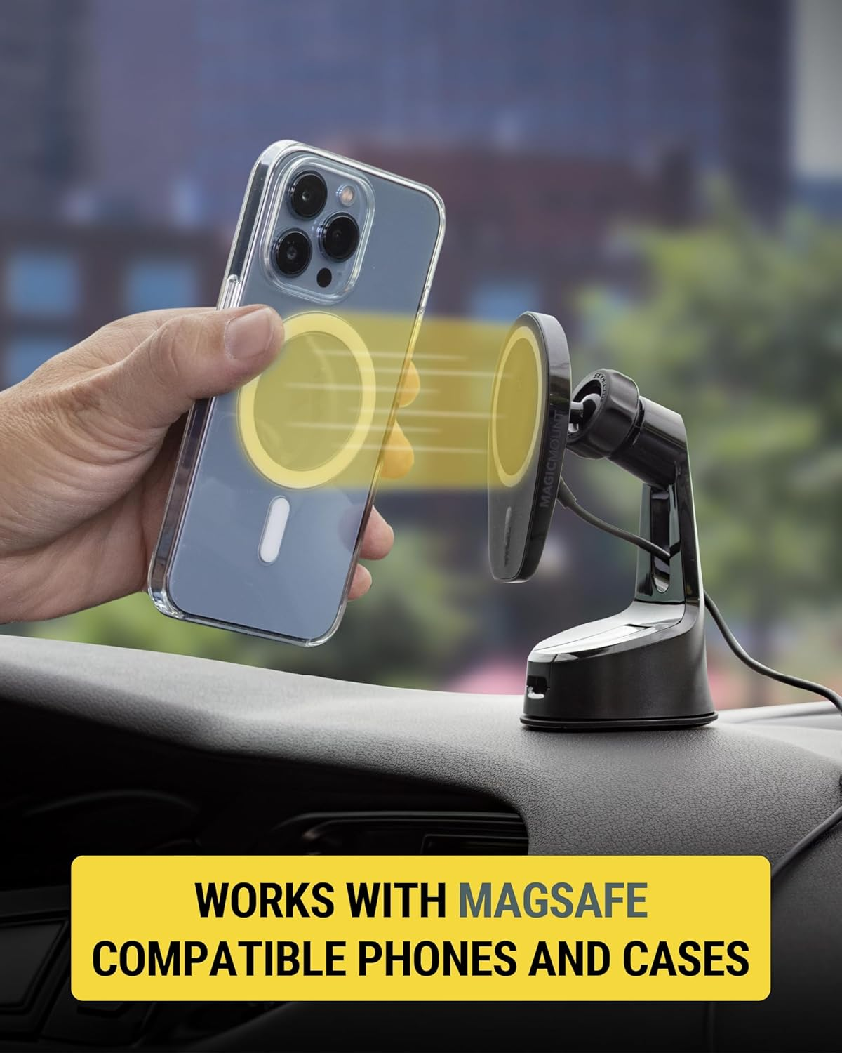 Scosche MPQ6 Magnetic Phone Holder for Car Dashboard/Windshield, 15W Wireless Fast Car Charger Stand, Hands Free Cell Phone Mount Compatible with Iphone 17/16/15/14/13/12 Series & Magsafe Case image number 3