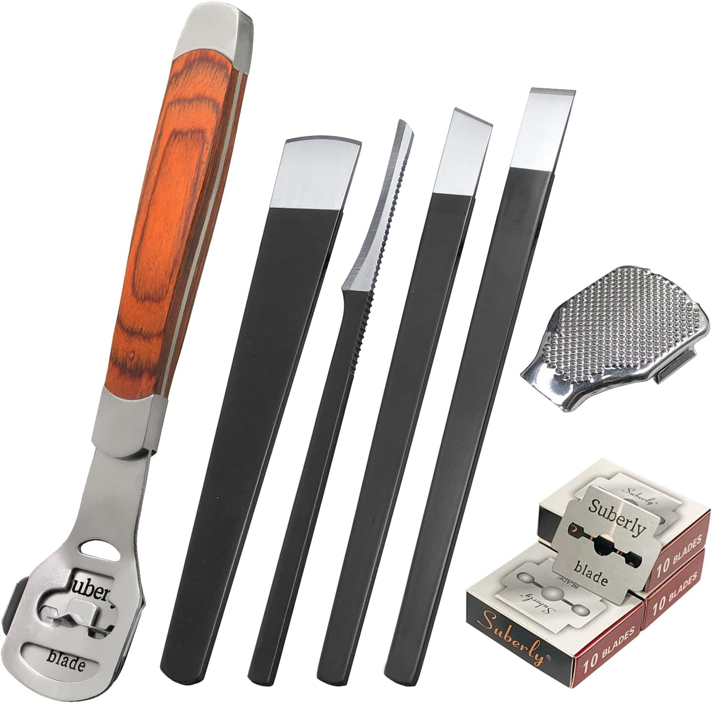 36 Pcs Callus Shaver for Feet Set, (1Stainless Foot File &1 Foot File Heads & 4 Pedicure Knife & 30 Replacement Slices Blades), Professional Callus Remover for Feet Tools for Wet and Dry Feet image number 3