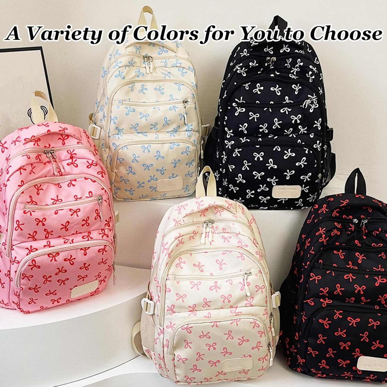 Bow Backpack 3PCS Set Coquette Nylon Backpack Cute, Kawaii Bow Backpacks, Fashion Travel Daypack, for Travel Daily & School - 1Pcs*B image number 2