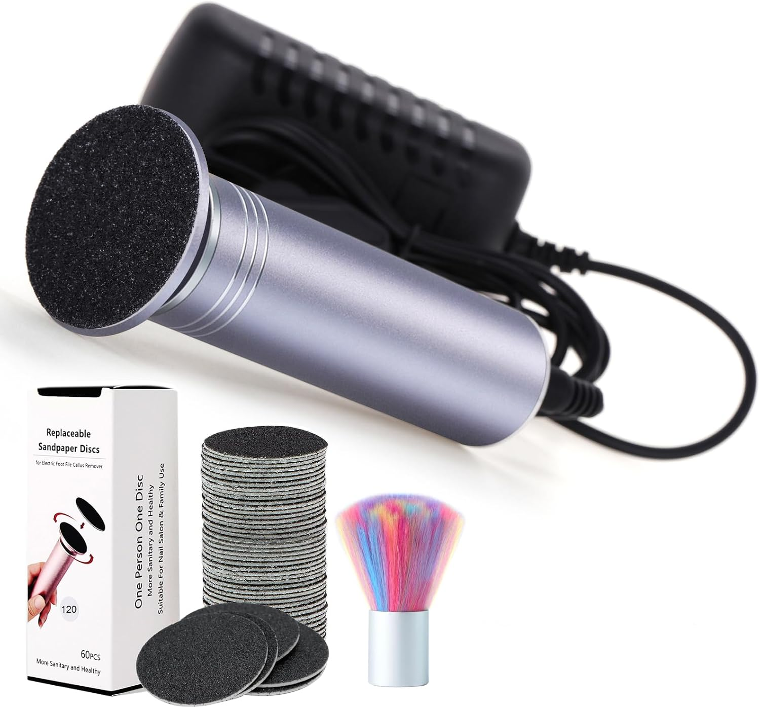 Electric Callus Remover, Callus Remover, Electric Professional Electric Foot File, Callus Removal, Foot Callus Planer, Electronic Pedicure, Adjustable Speed (02 Grey)