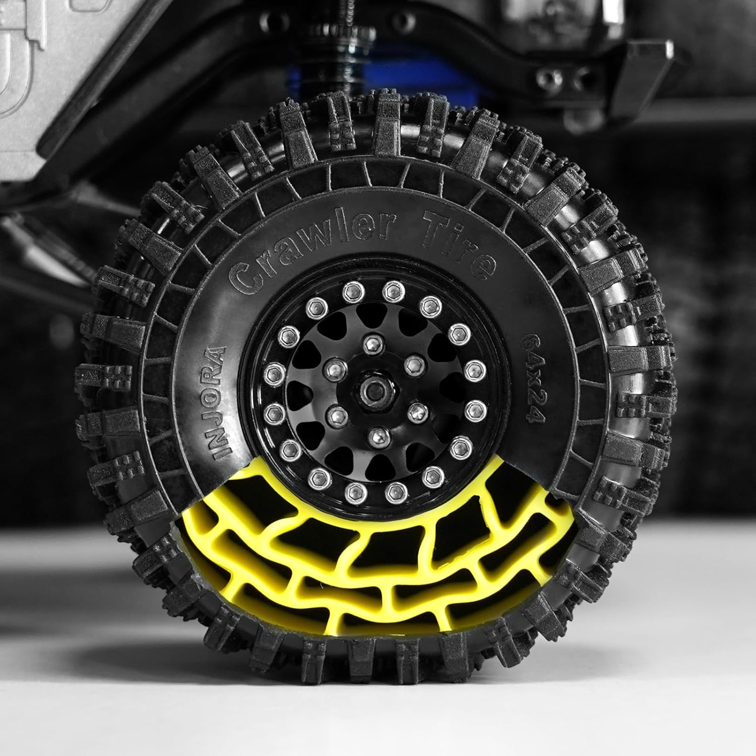 INJORA 1.0 Silicone Rubber Inserts and S5 Rock Terrain Crawler Tires for TRX4M SCX24 1/18 1/24 RC Crawler Car Upgrade image number 4