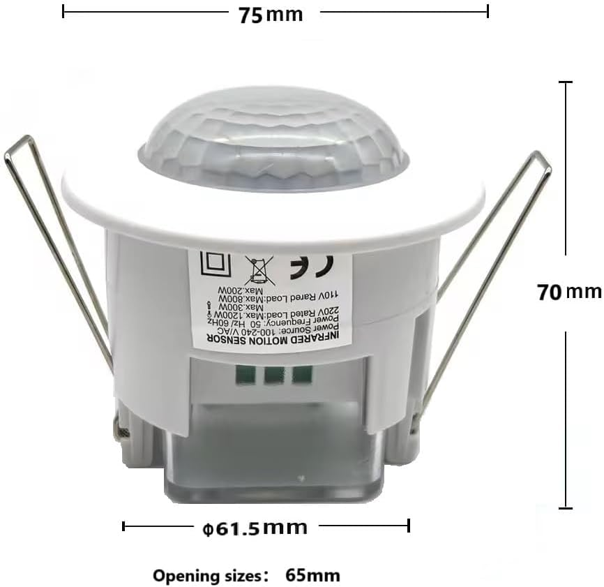 Clearhill PIR Motion Sensor, Ceiling Mount, Embedded Infrared Motion Detector, Embedded Occupancy Sensor, 360&deg; Detection, 240V, Adjustable Timer and Sensitivity, Suitable for LED, Range up to 6M IP42 image number 1