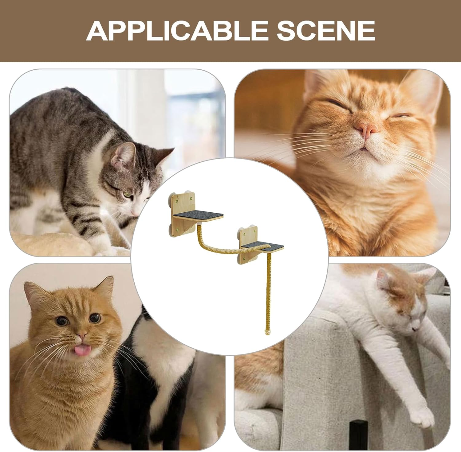 Wall Cat Shelves,Indoor Cat Wall Shelves Tree Tower - Natural Toys Perch Tree Scratching Tower Stairs for Window Home Play Indoor Outdoor image number 5