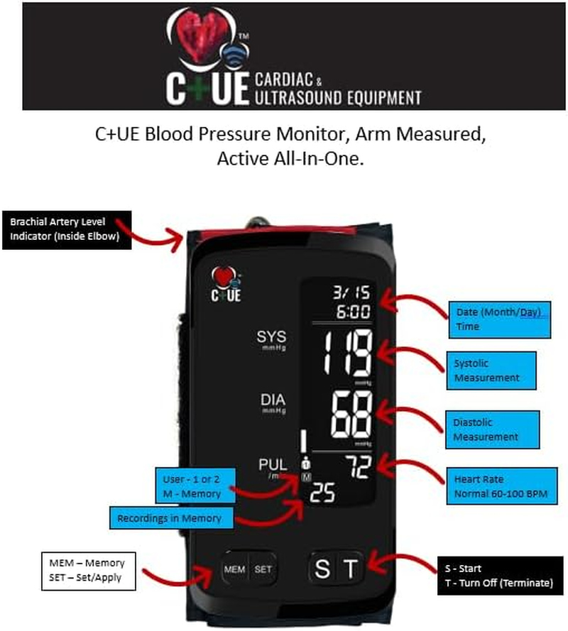 C+UE, Hospital Grade Blood Pressure Monitor, Active, All-In-One Arm Measured. image number 5
