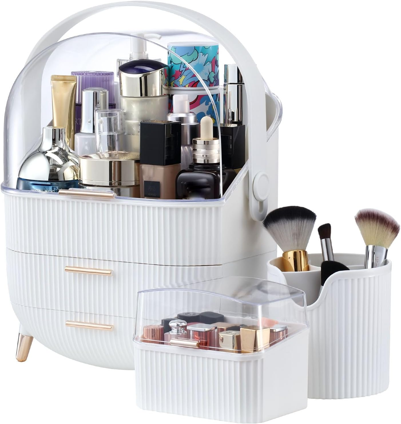 Maxkon Makeup Organizer Holder, Portable Jewellery Box Stand with Brush Holder Organiser for Cosmetic Lipstick Skincare Display image number 1