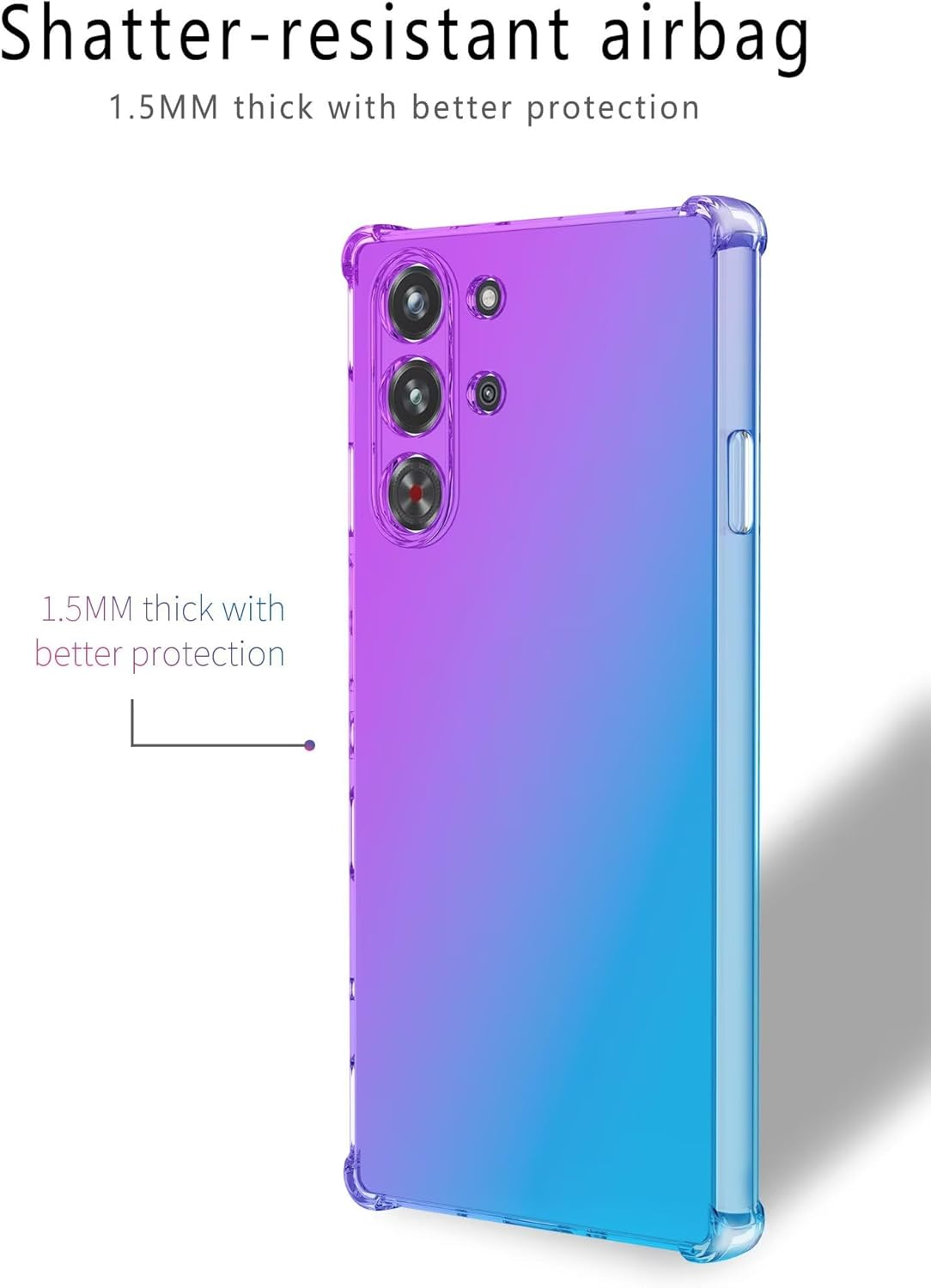 HONLEN Case for Smartphone, Compatible with Redmagic 10 Pro Case, (6.85 Inches) Transparent Gradient Design TPU Silicone Mobile Phone Case, Reinforced with Four Corners Cover Pink Green image number 1