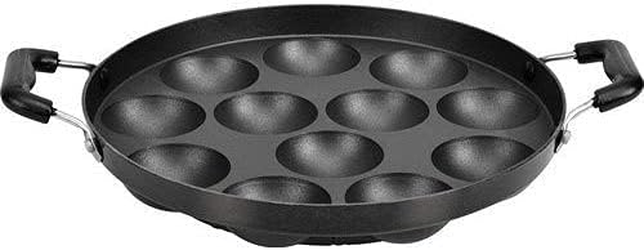 12 Dimple Non Stick Poffertjes Mini Dutch Pancake Cake Pan with Glass Lid