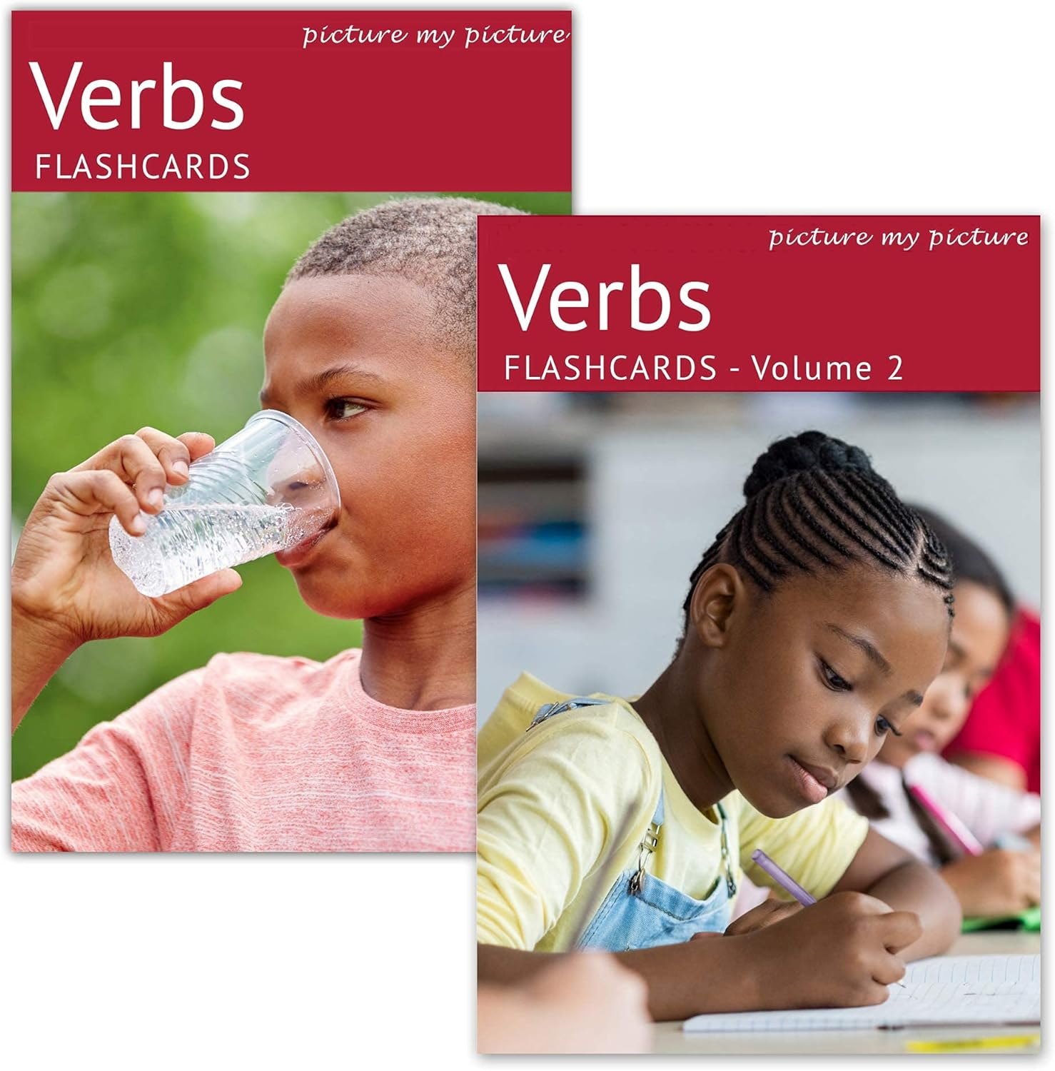 Picture My Picture Verbs Flash Card Bundle - Speech Therapy Tool for Vocabulary, Communication & Thinking, Scratch-Resistant with Activity Guide, Suitable for Education, ESL & ABA &ndash; Set of 80
