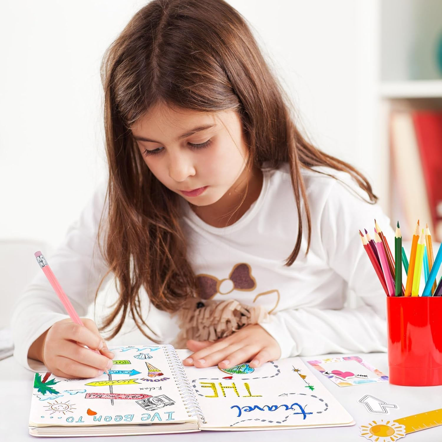 DIY Journal Kit for Girls - Journaling Toys Set for Teen Kids, Art Crafts Scrapbook Diary Supplies Set, Ideal Gifts for 8 9 10 11 12 13 14 Year Old Girls image number 3