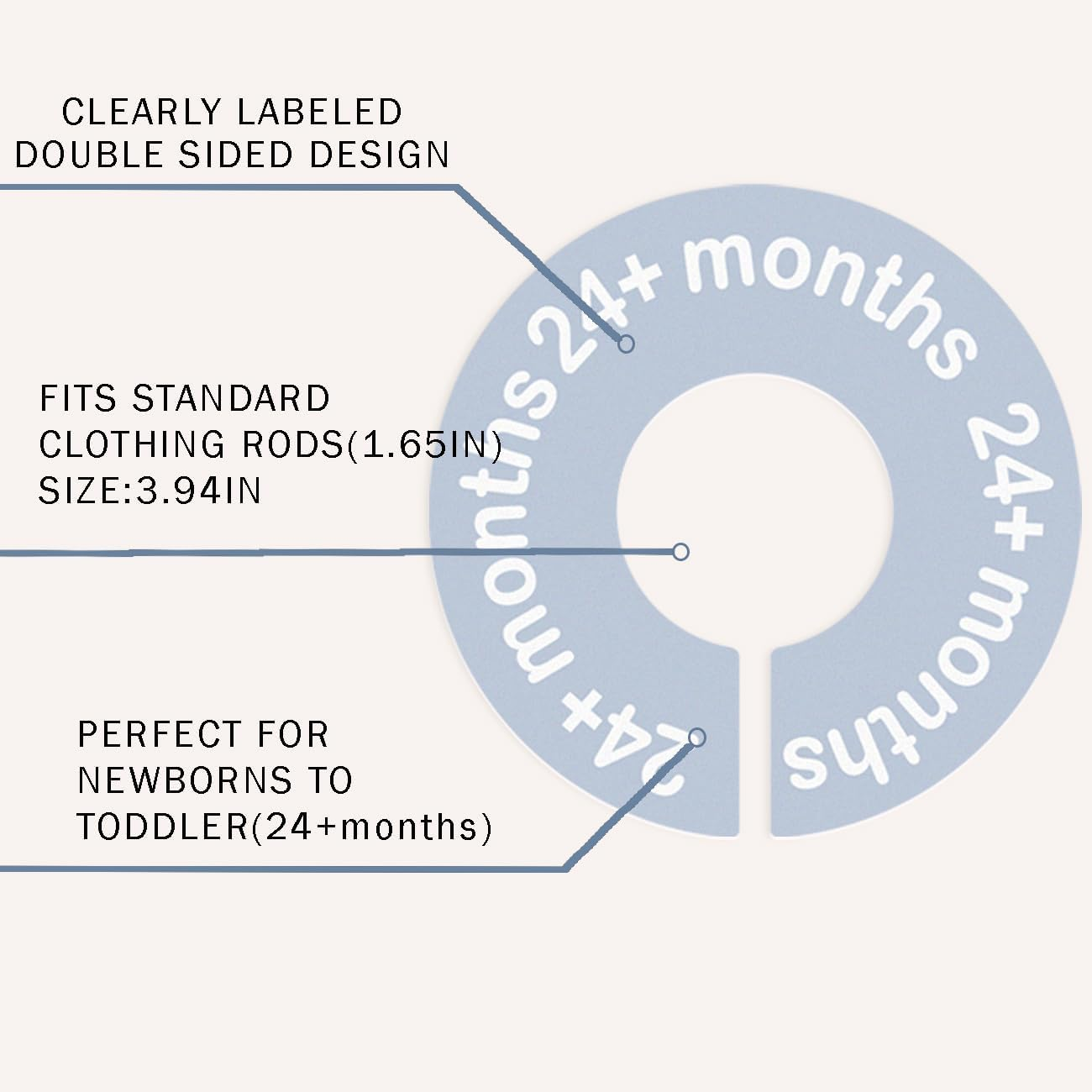 Baby Closet Dividers for Clothes 0-24 Months, 8 Pack Mini round Size Markers, Double-Sided, Fits Most Rods, Blue Nursery Clothing Organizer & Wardrobe Decor image number 6